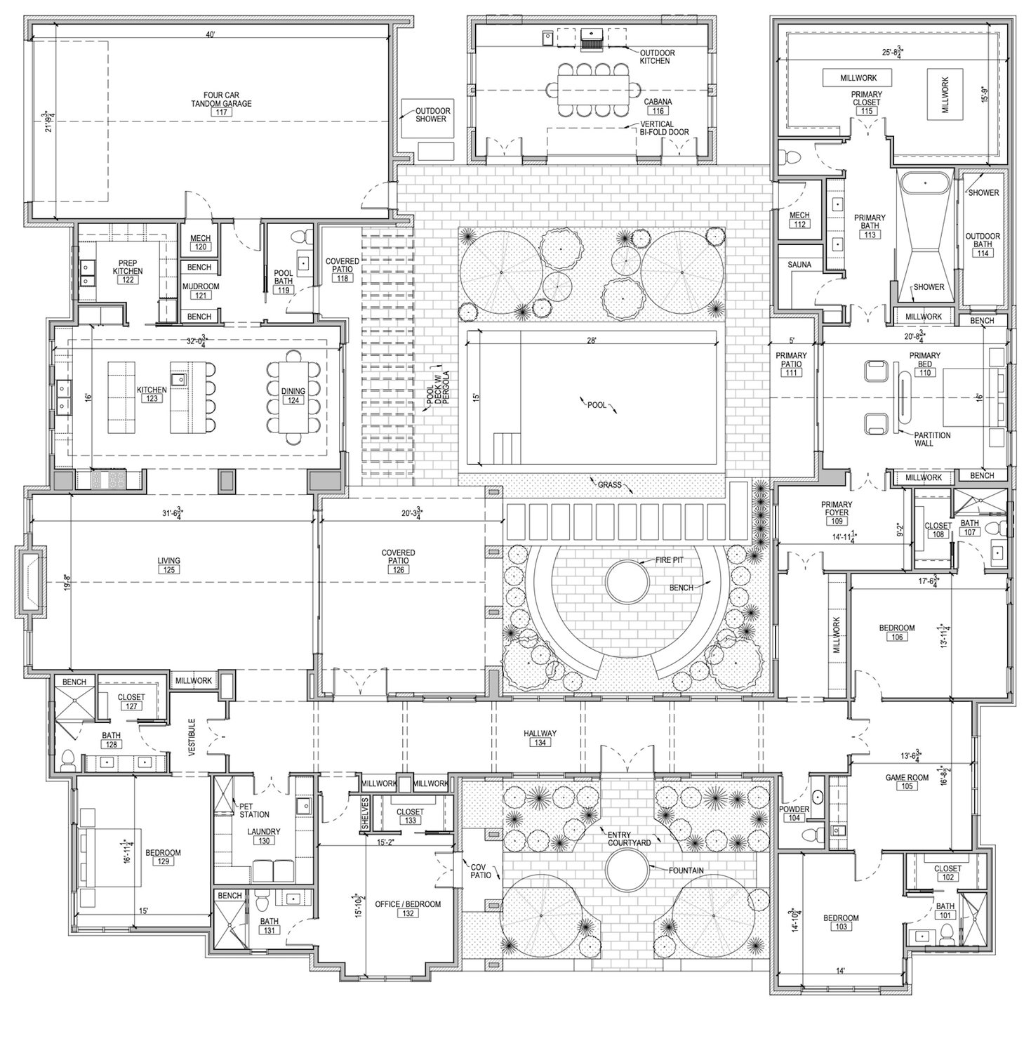 Permit-set floor plan of The Saint Tropez